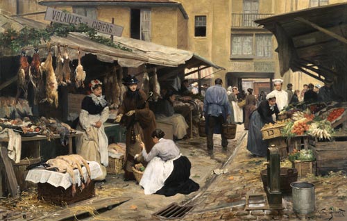 Scène sur un marché français. à Victor Gabriel Gilbert