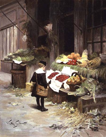 Little Boy at the Market à Victor Gabriel Gilbert