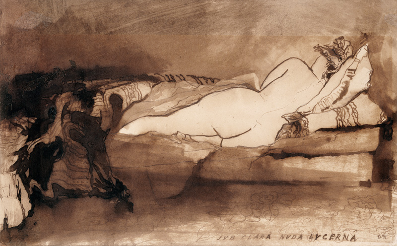 Sleeping Nude (pen & ink and wash on paper) à Victor Hugo