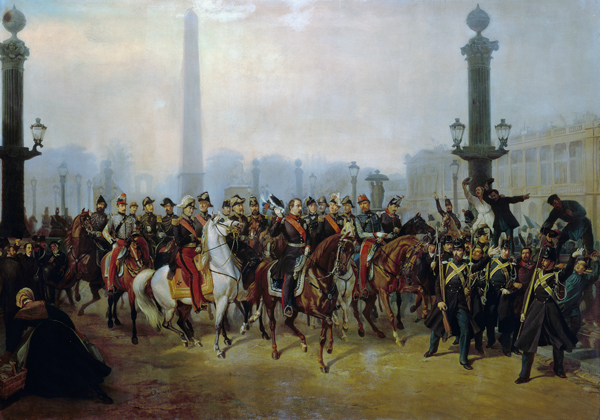 Napoléon III  avec son personnel sur le place de la Concorde à Victor Jonquières