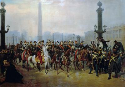 Napoléon III  avec son personnel sur le place de la Concorde
