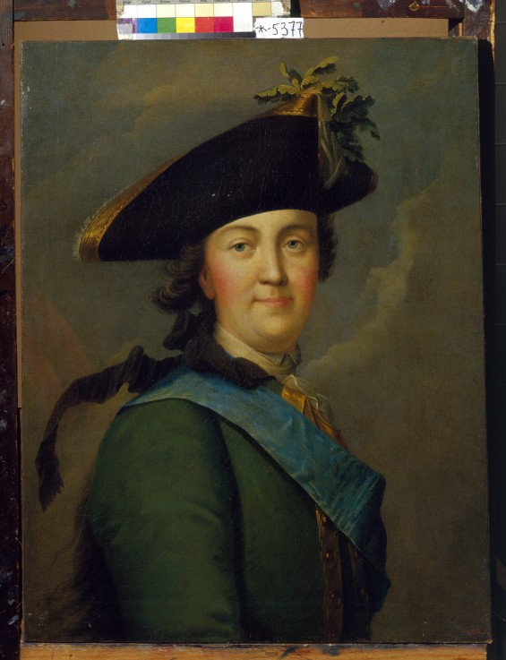 Portrait of Empress Catherine II (1729-1796) in the Life Guards uniform à Vigilius Erichsen