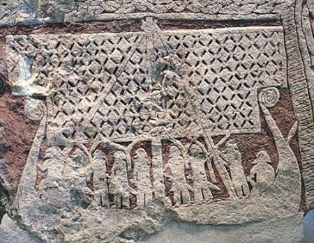 Detail of a picture stone depicting a Viking ship, from the Isle of Gotland à Viking