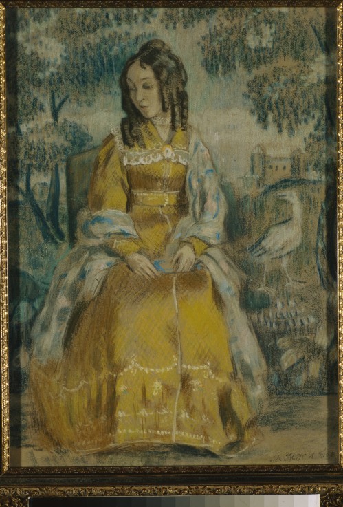 Lady by Tapestry. Portrait of Nadezhda Stanyukovich à Viktor Elpifidorowitsch Borissow-Mussatow