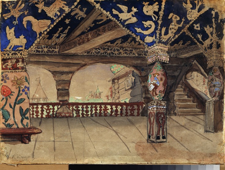 Stage design for the theatre play Snow Maiden by A. Ostrovsky à Viktor Michailowitsch Wasnezow