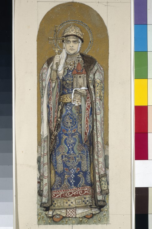 Saint Olga, Princess of Kiev (Study for frescos in the St Vladimir's Cathedral of Kiev) à Viktor Michailowitsch Wasnezow