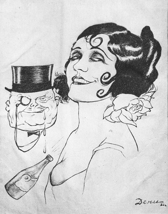 Caricature on actress of silent movies Pola Negri à Viktor Nikolaevich Deni