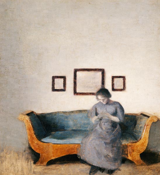 Ida Hammershoi auf dem Sofa sitzend. à Vilhelm Hammershoi