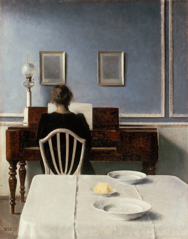 Interior with a Girl at the Piano à Vilhelm Hammershoi
