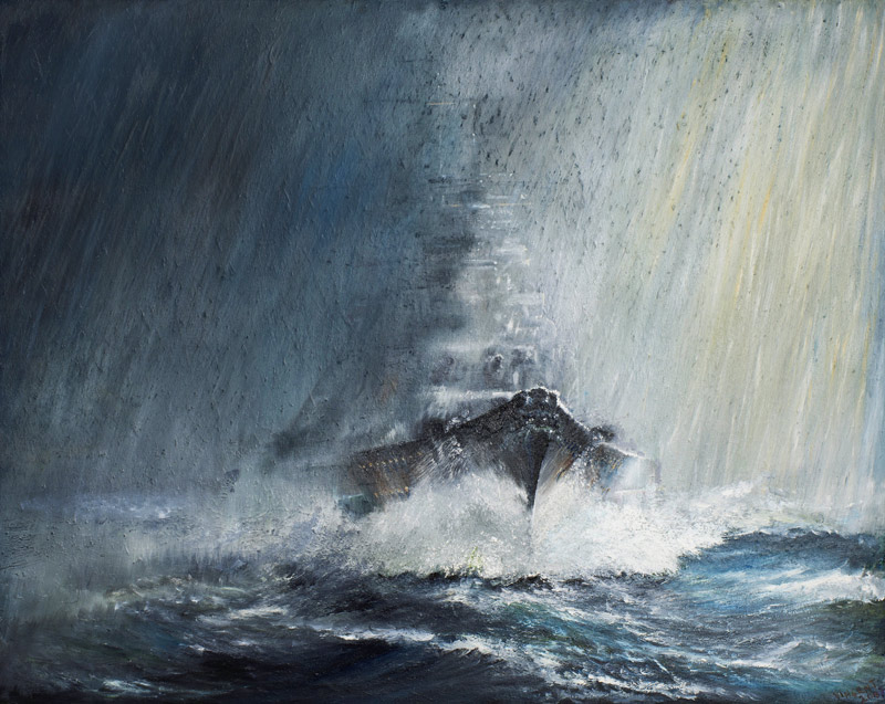 Bismarck through curtains of Rain Sleet & Snow 22/05/1941 à Vincent Alexander Booth