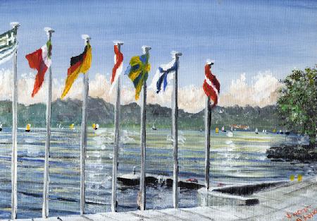 Flags on Lac Leman