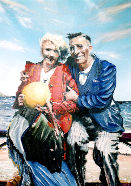 Gran and Granddad with ball at the seaside à Vincent Alexander Booth