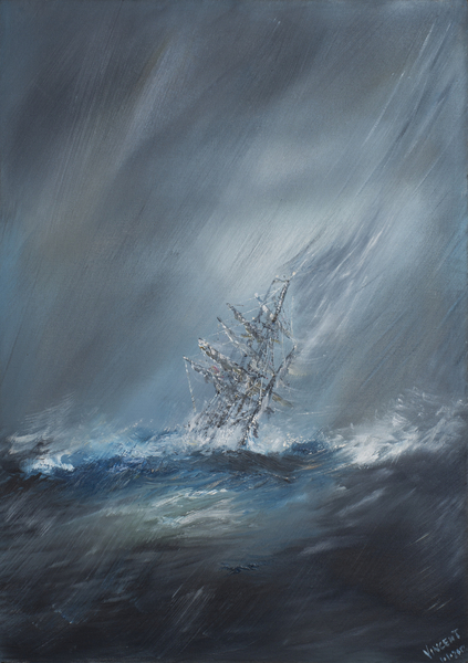 HMS Beagle in Storm off Cape Horn 24th December1832 à Vincent Alexander Booth
