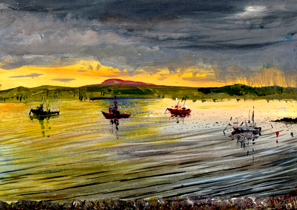 On Holy Island at sunset à Vincent Alexander Booth
