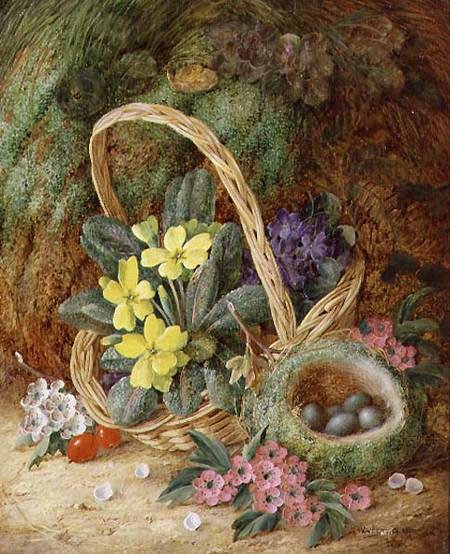 Still Life with Primroses and a Bird's Nest à Vincent Clare