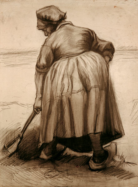 V.van Gogh, Peasant Woman Digging /Draw. à Vincent van Gogh