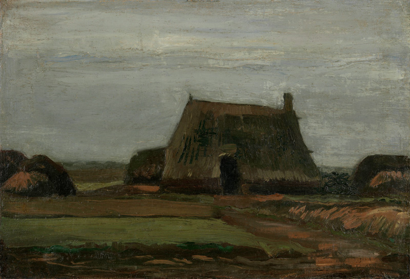 Farm with stacks of peat à Vincent van Gogh