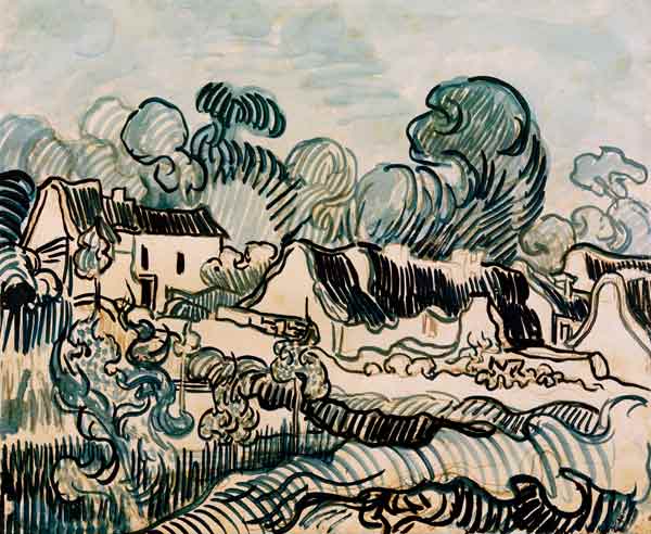 V.v.Gogh, Landscape w.Cottages / 1890 à Vincent van Gogh