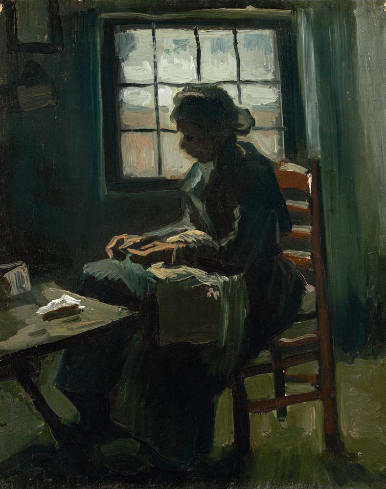 Woman sewing à Vincent van Gogh