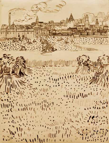 V.v.Gogh, Harvest / Drawing / 1888 à Vincent van Gogh