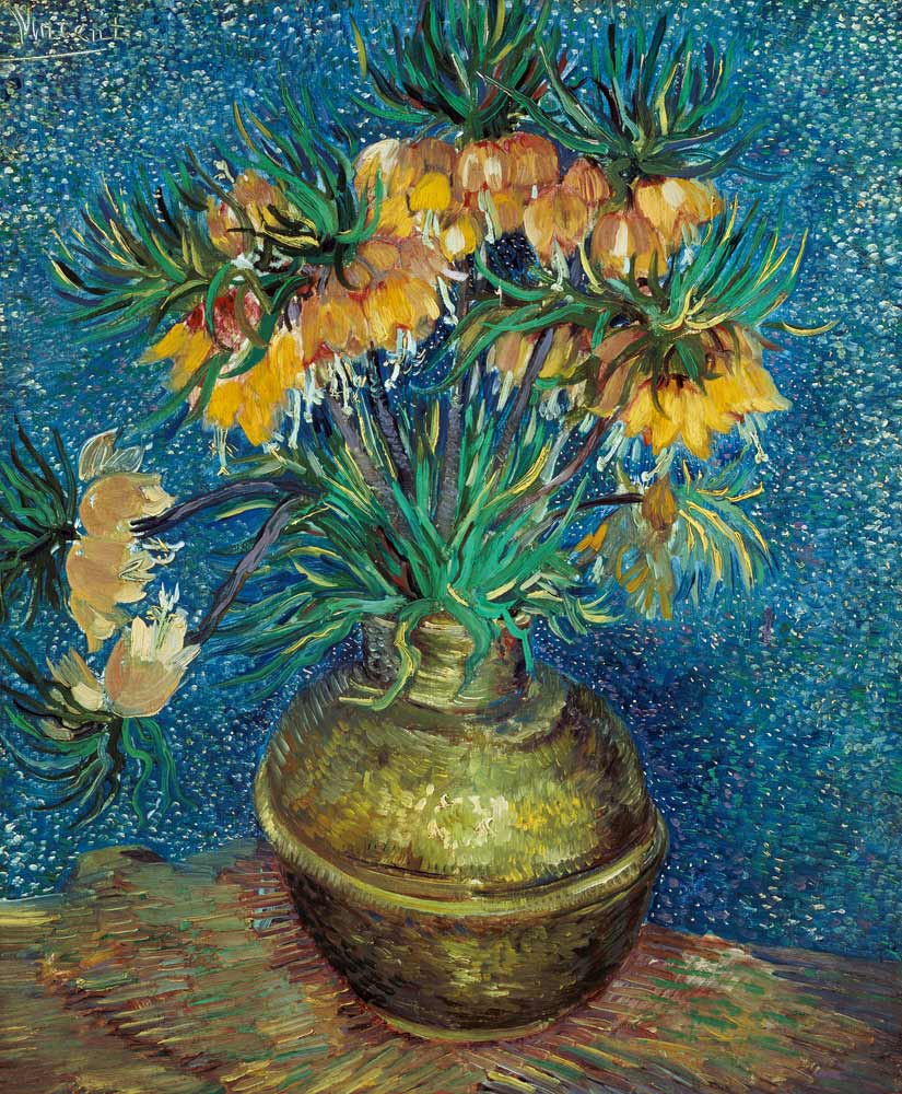 Fritillaires, couronne impériale dans un vase de cuivre à Vincent van Gogh