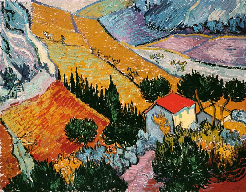Landscape with House and Ploughman à Vincent van Gogh