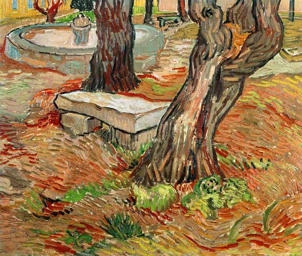 Banque de pierre dans le jardin de l'hôpital Saint-Paul à Vincent van Gogh