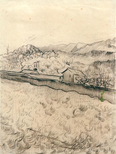V.V.Gogh, Enclosed Field / Drawing /1890 à Vincent van Gogh