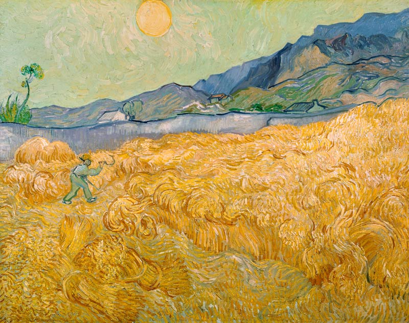 Van Gogh / Wheatfield with Reaper / 1889 à Vincent van Gogh