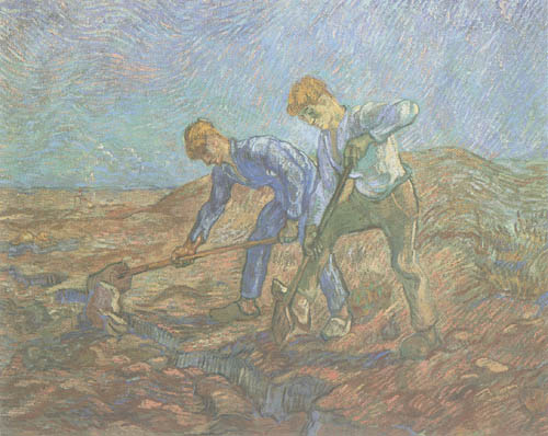 deux paysans bêchant à Vincent van Gogh