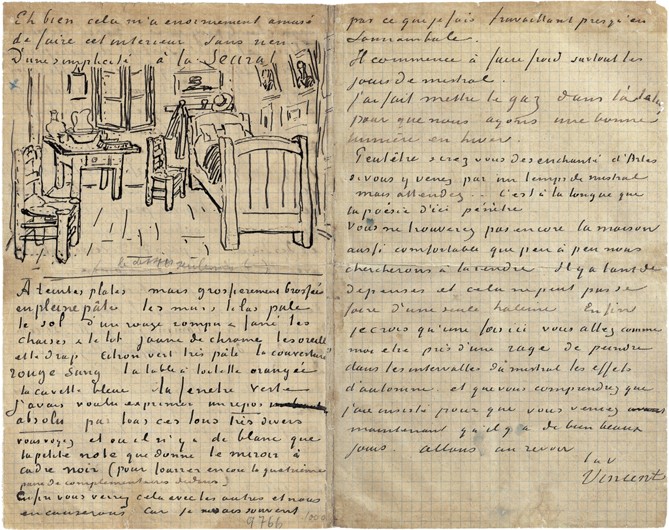 The bedroom, Letter to Paul Gauguin from Arles, Wednesday, 17 October 1888 à Vincent van Gogh