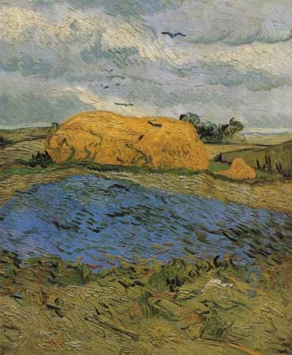 meule foin un jour de pluie à Vincent van Gogh