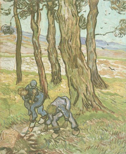Deux hommes en excavante d'un tronçon à Vincent van Gogh