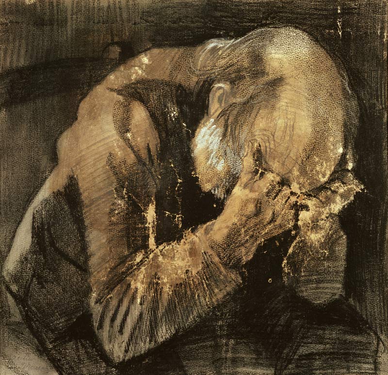 Man with his head in his hands (pencil) à Vincent van Gogh
