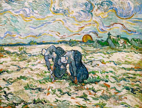 V.van Gogh, Peasant Women Digging/Paint. à Vincent van Gogh