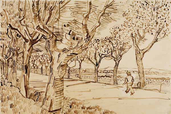 V.v.Gogh, Road to Tarascon /Drawing/1888 à Vincent van Gogh