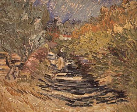 A Road in St. Remy with Female Figures à Vincent van Gogh