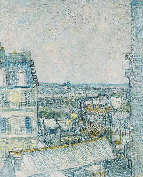 View from the Artist''s Window, rue Lapic, 1887 (oil & pencil on board) à Vincent van Gogh