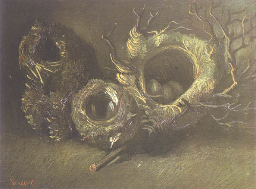 nature morte avec trois nids des oiseaux à Vincent van Gogh