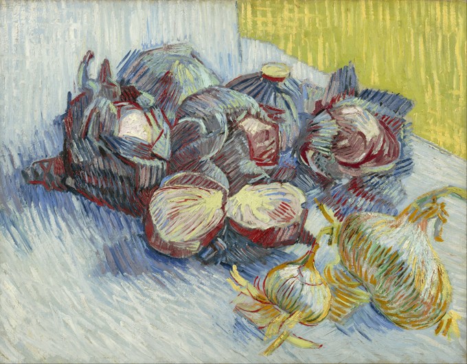 Still life with red cabbage and onions à Vincent van Gogh
