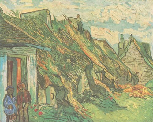 huttes couvertes de pailles à Chaponval à Vincent van Gogh