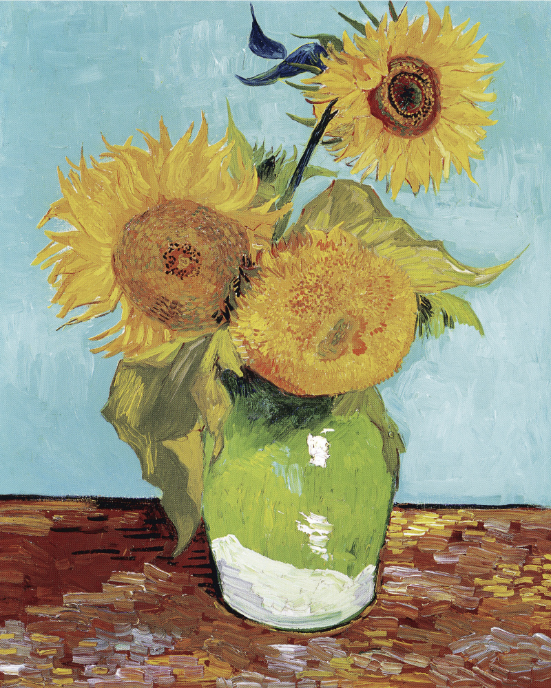 Vase With Three Sunflowers à Vincent van Gogh