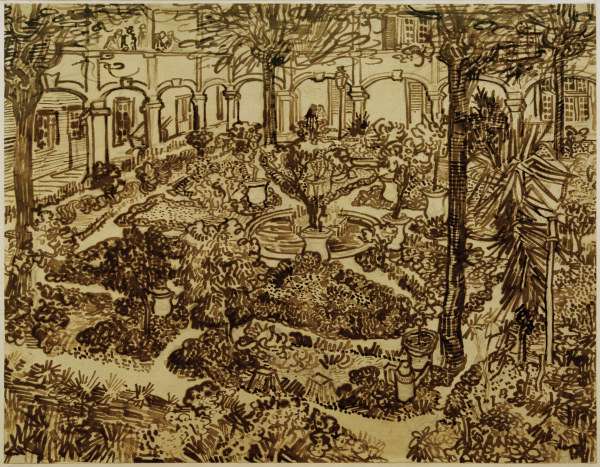 v.Gogh, Courtyard of the Hospital /Draw. à Vincent van Gogh