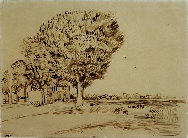 V.v.Gogh, Landscape w.House & Trees/1888 à Vincent van Gogh