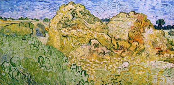 V.v.Gogh, Field w.Wheat Stacks/Ptg./1890 à Vincent van Gogh