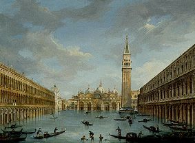 la place Saint Marc à Venise avec des inondations à Vincenzo Chilone