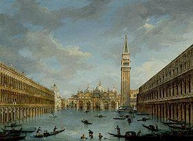 la place Saint Marc à Venise avec des inondations