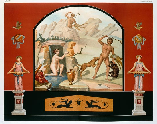 Actaeon Discovers the goddess Diana at her Bath, reconstruction of a fresco in the House of Sallust à Vincenzo Loria