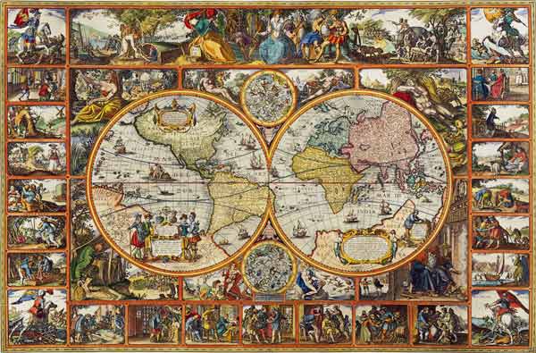 Carte de terre dans les hémisphères (carte du général en chef) à Visscher Claes Jansz. Piscator