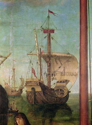 The Meeting and Departure of the Betrothed, from the St. Ursula Cycle, detail of a ship, 1490-96 (oi à Vittore Carpaccio